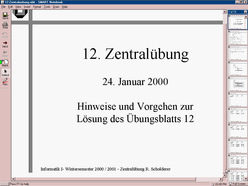 Übung zur Vorlesung "Informatik I" der Fakultät für Informatik im Wintersemester 2000/2001 am 24.1.2001