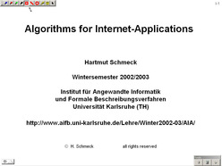 Vorlesung "Algorithms for internet applications" der Fakultät für Wirtschaftswissenschaften im Wintersemester 2002/2003, gehalten am 15.10.2002