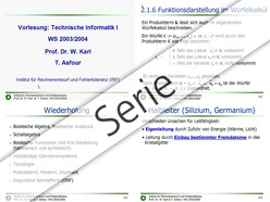 Technische Informatik I, WS 2003/2004, Vorlesungen und Übungen