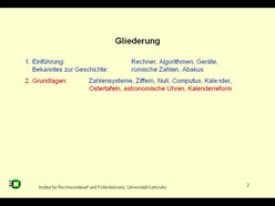 Vorlesung "Beiträge zur Geschichte der Informatik" der Fakultät für Informatik im Wintersemester 2003/2004, gehalten am 5.11.2003