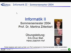 Vorlesung "Informatik II" der Fakultät für Informatik im Sommersemester 2004 am 19.04.2004