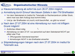 Übung "Informatik II" der Fakultät für Informatik im Sommersemester 2004 am 24.06.2004