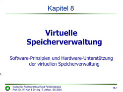 Vorlesung "Technische Informatik II" der Fakultät für Informatik im Sommersemester 2004, gehalten am 13.07.2004