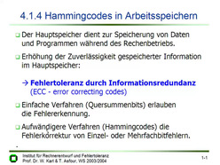 Vorlesung "Technische Informatik I" der Fakultät für Informatik im Wintersemester 2003/2004, gehalten am 26.01.2004