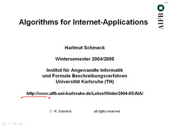 Vorlesung "Algorithms for Internet Applications" der Fakultät für Wirtschaftswissenschaften im Wintersemester 2004/2005 am 19.10.2004