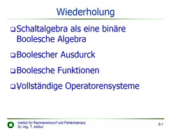 Vorlesung "Technische Informatik I" der Fakultät für Informatik im Wintersemester 2004/2005, gehalten am 02.11.2004