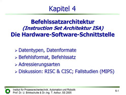 Vorlesung "Technische Informatik II" der Fakultät für Informatik im Sommersemester 2005, gehalten am 03.05.2005