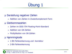 Übung zur Vorlesung "Technische Informatik I" der Fakultät für Informatik im Wintersemester 2005/2006 am 09.11.2005