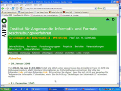 Vorlesung "Grundlagen der Informatik II" der Fakultät für Wirtschaftswissenschaften im Wintersemester 2005/2006 am 09.01.2006