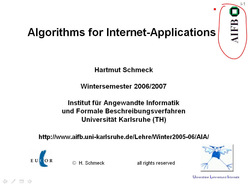 Vorlesung "Algorithms for Internet Applications" der Fakultät für Wirtschaftswissenschaften im Wintersemester 2006/2007 am 24.10.2006