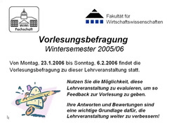 Vorlesung "Grundlagen der Informatik II" der Fakultät für Wirtschaftswissenschaften im Wintersemester 2005/2006 am 30.01.2006