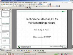Vorlesung "Technische Mechanik I für Wirtschaftsingenieure" der Fakultät für Maschinenbau im Wintersemester 2006/2007 am 04.12.2006