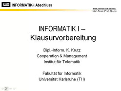 Vorlesung "Informatik I" der Fakultät für Informatik im Wintersemester 2005/2006 am 15.02.2006