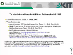 Vorlesung "Angewandte Informatik II" der Fakultät für Wirtschaftswissenschaften im Sommersemester 2007, gehalten am 24.05.2007