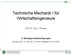 Vorlesung "Technische Mechanik I für Wirtschaftsingenieure" der Fakultät für Maschinenbau im Wintersemester 2007/2008 am 05.11.2007