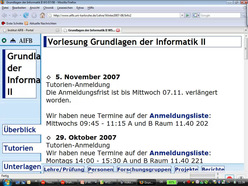 Vorlesung "Grundlagen der Informatik II" der Fakultät für Wirtschaftswissenschaften im Wintersemester 2007/2008 am 05.11.2007