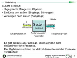 Vorlesung "Simulation dynamischer Systeme" der Fakultät für Maschinenbau im Sommersemester 2008, gehalten am 22.04.2008