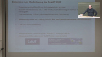 Vorlesung "Logistik" der Fakultät für Maschinenbau im Sommersemester 2008, gehalten am 19.05.2008, Teil 1