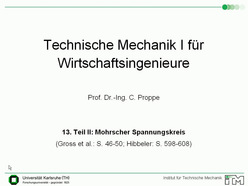 Vorlesung "Technische Mechanik I für Wirtschaftsingenieure" der Fakultät für Maschinenbau im Wintersemester 2007/2008 am 29.01.2008