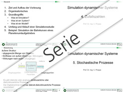 Simulation dynamischer Systeme, SS 2008, Vorlesungen
