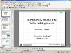 Vorlesung "Technische Mechanik II für Wirtschaftsingenieure" der Fakultät für Maschinenbau im Sommersemester 2009, gehalten am 21.04.2009