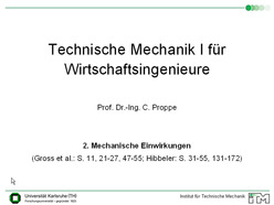 Vorlesung "Technische Mechanik I für Wirtschaftsingenieure" der Fakultät für Maschinenbau im Wintersemester 2009/2010 am 26.10.2009