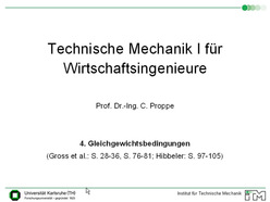 Vorlesung "Technische Mechanik I für Wirtschaftsingenieure" der Fakultät für Maschinenbau im Wintersemester 2009/2010 am 02.11.2009