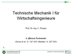 Vorlesung "Technische Mechanik I für Wirtschaftsingenieure" der Fakultät für Maschinenbau im Wintersemester 2009/2010 am 16.11.2009