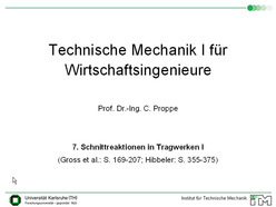 Vorlesung "Technische Mechanik I für Wirtschaftsingenieure" der Fakultät für Maschinenbau im Wintersemester 2009/2010 am 23.11.2009