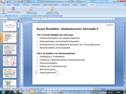 Vorlesung "Grundlagen der Informatik II" der Fakultät für Wirtschaftswissenschaften im Wintersemester 2009/10 am 02.12.2009