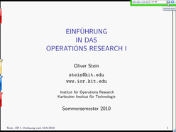 Vorlesung "Einführung in das Operations Research I" der Fakultät für Wirtschaftswissenschaften im Sommersemester 2010 am 10.06.2010