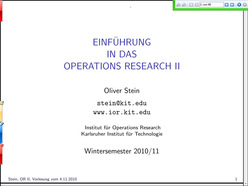 Vorlesung "Einführung in das Operations Research II" der Fakultät für Wirtschaftswissenschaften im Wintersemester 2010/2011 am 04.11.2010
