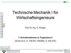 Vorlesung "Technische Mechanik I für Wirtschaftsingenieure" der Fakultät für Maschinenbau im Wintersemester 2010/2011 am 06.12.2010