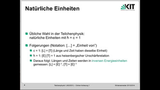 Teilchenphysik I, WS 2013/2014, Online-Vorlesung 1