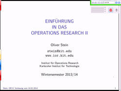 Einführung in das Operations Research II, WS 2013/2014, gehalten am 14.01.2014