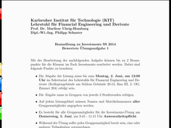 Investments - Übungen, SS 2014, gehalten am 15.05.2014