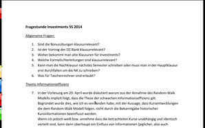 Investments - Übungen - Fragestunde, SS 2014, gehalten am 24.07.2014