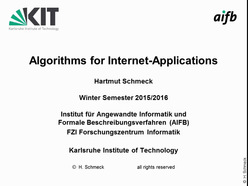 Algorithms for Internet Applications, WS 2015/2016, gehalten am 20.10.2015