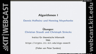Algorithmen I, SS 2015, gehalten am 13.04.2015, Vorlesung 01
