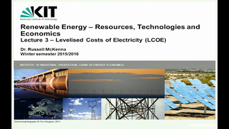 Renewable Energy - Resources, Technologies and Economics, WS 2015/2016, Lecture 3