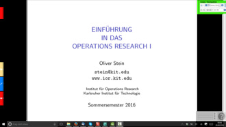 Einführung in das Operations Research I, SS 2016, gehalten am 26.04.2016