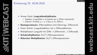 02: Algorithmen I, Vorlesung und Übung, SS 2016, am 20.04.2016