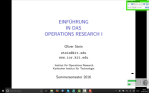 Einführung in das Operations Research I, SS 2016, gehalten am 03.05.2016