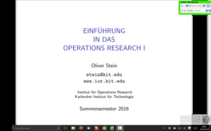 Einführung in das Operations Research I, SS 2016, gehalten am 10.05.2016