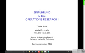 Einführung in das Operations Research I, SS 2016, gehalten am 17.05.2016