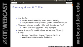 10: Algorithmen I, Vorlesung, SS 2016, am 23.05.2016