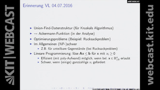 22: Algorithmen I, Vorlesung und Übung, SS 2016, am 06.07.2016