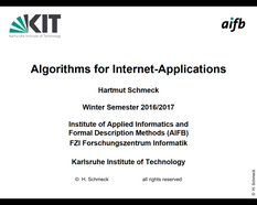 Algorithms for Internet Applications, Vorlesung, WS 2016/2017, 25.10.2016