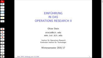 Einführung in das Operations Research II, Vorlesung, WS 2016/17, 03.11.2016