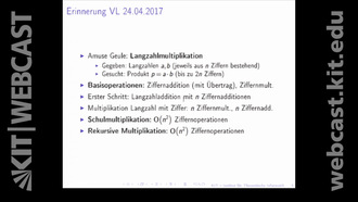02: Algorithmen 1, Vorlesung, SS 2017, 26.04.2017, 02